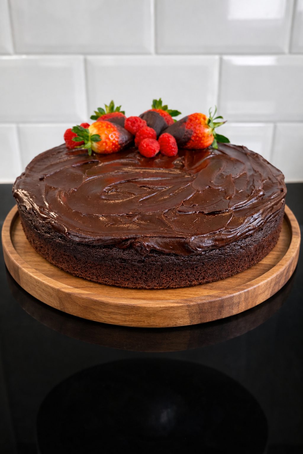 Beetroot chocolate cake with a glossy chocolate glaze